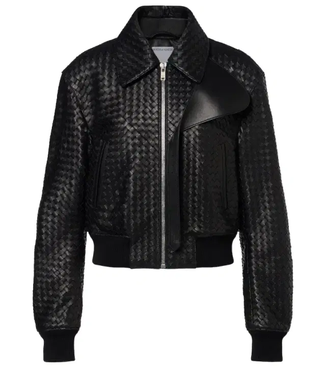 Intrecciato leather jacket