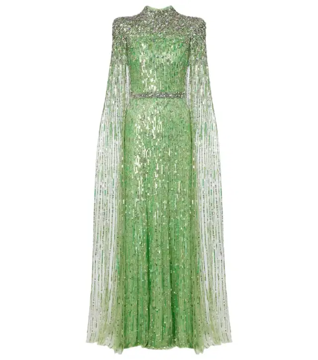 Opera embellished caped gown