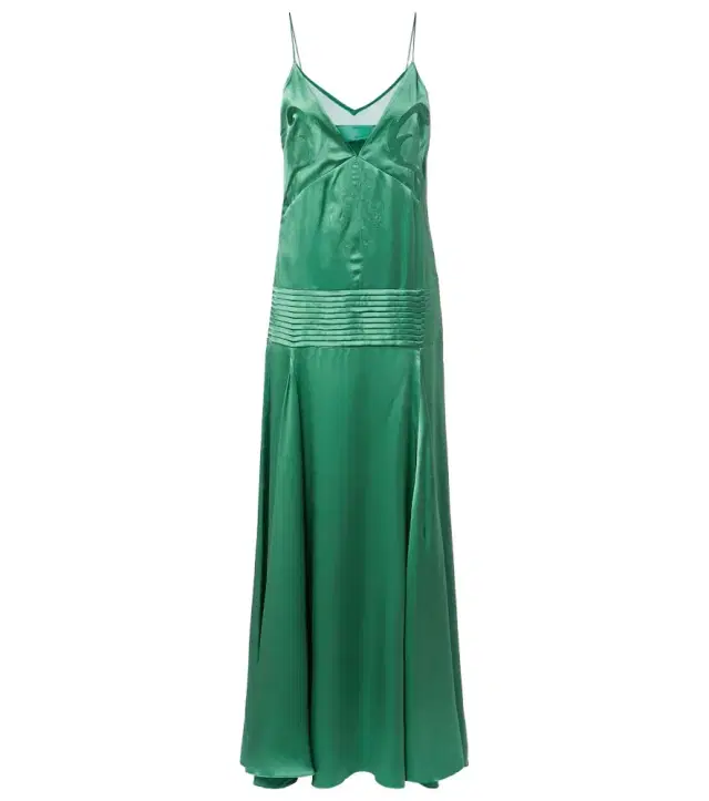 Xu Zhi Embroidered pleated silk satin gown