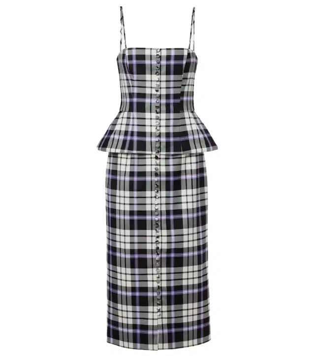 Carolina Herrera Checked trompe l'ail wool midi dress