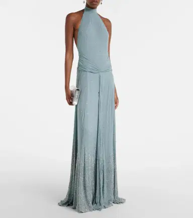 The New Arrivals Ilkyaz Ozel Halo embellished draped silk gown | Thumbnail 3