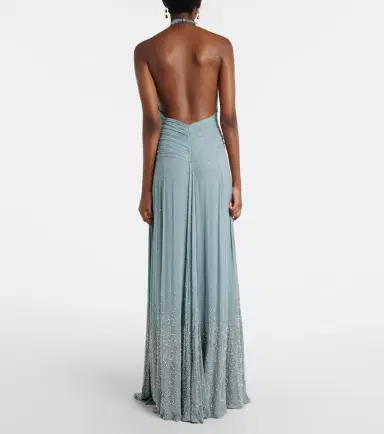 The New Arrivals Ilkyaz Ozel Halo embellished draped silk gown | Thumbnail 4