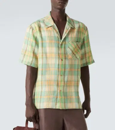 God’s True Cashmere Plaid linen shirt with carnelian | Thumbnail 4