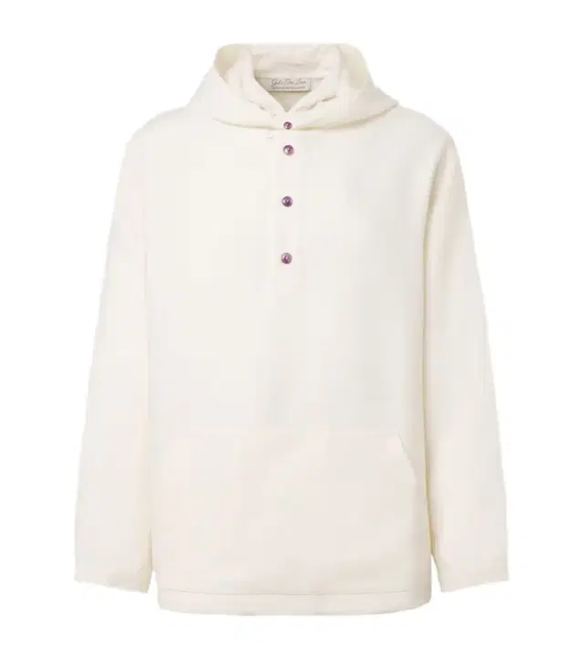 Hooded linen jacket with amethyst