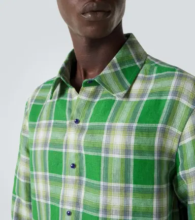 God’s True Cashmere Harbor plaid linen shirt with lapis lazuli | Thumbnail 5