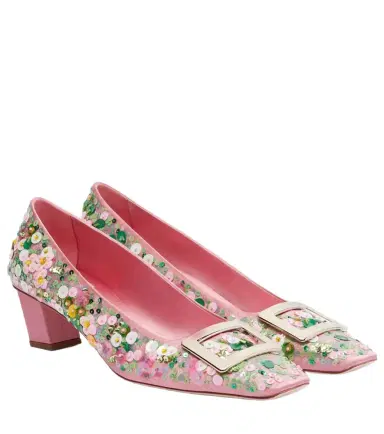 Roger Vivier Belle Vivier beaded satin pumps | Thumbnail 1