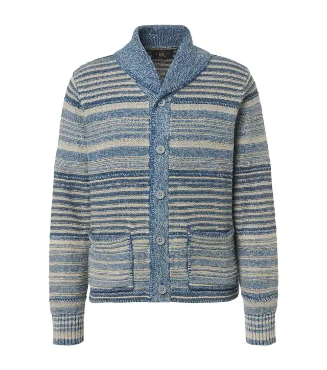 Striped cotton and linen cardigan