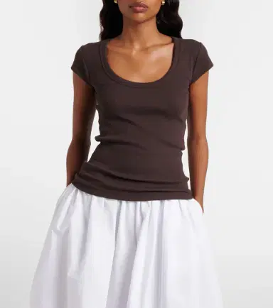 Joseph Saba ribbed-knit cotton-blend T-shirt | Thumbnail 3