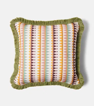 La DoubleJ Fringed printed canvas cushion | Thumbnail 2