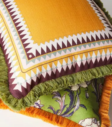 La DoubleJ Fringed printed canvas cushion | Thumbnail 4