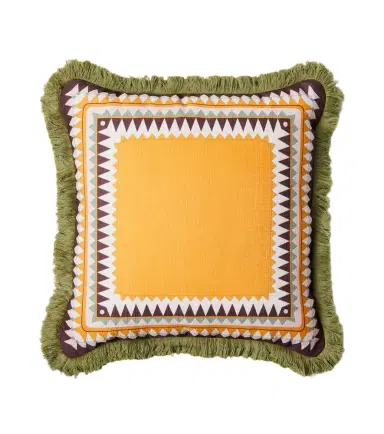 La DoubleJ Fringed printed canvas cushion | Thumbnail 1