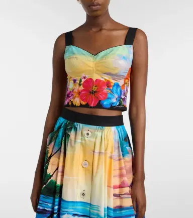 Dolce & Gabbana Printed cotton-blend bustier | Thumbnail 2 Dolce & Gabbana Printed cotton-blend bustier | Thumbnail 2