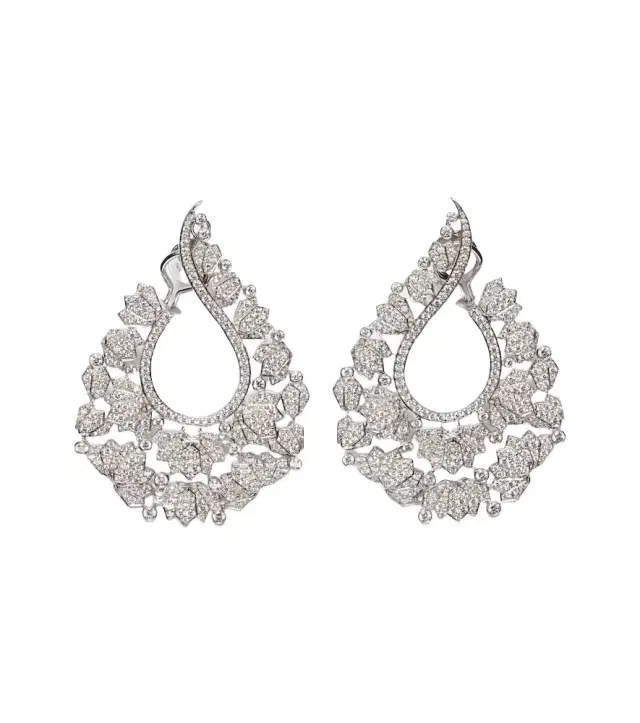 Ananya Scatter Lotus 18kt white gold earrings with diamonds