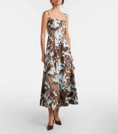 Oscar de la Renta Printed cotton-blend poplin midi dress | Thumbnail 2