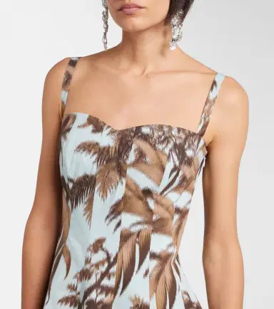 Oscar de la Renta Printed cotton-blend poplin midi dress | Thumbnail 3