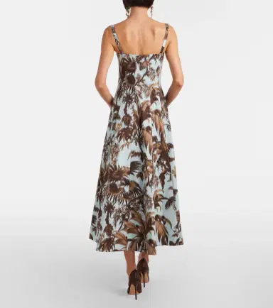 Oscar de la Renta Printed cotton-blend poplin midi dress | Thumbnail 4