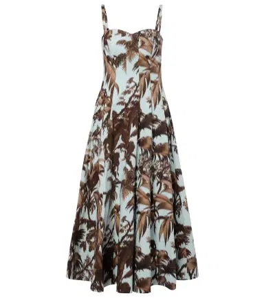 Oscar de la Renta Printed cotton-blend poplin midi dress | Thumbnail 1