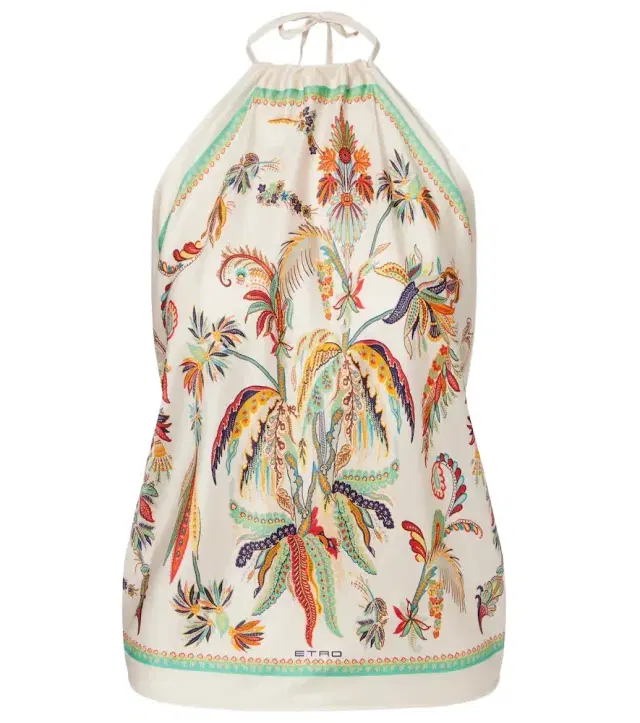 Etro Printed halterneck silk top