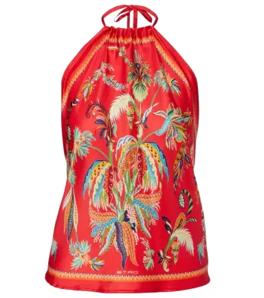 Etro Printed halterneck silk twill top | Thumbnail 1 Etro Printed halterneck silk twill top | Thumbnail 1