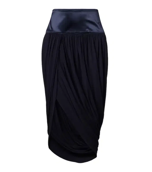 Draped asymmetric midi skirt