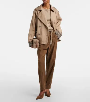 Brunello Cucinelli Monili suede straight pants | Thumbnail 3