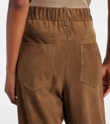 Brunello Cucinelli Monili suede straight pants | Thumbnail 4