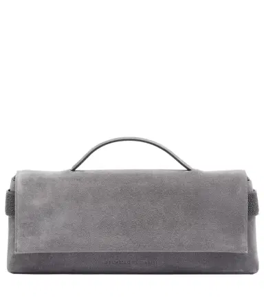 Brunello Cucinelli Monili Small embellished suede top-handle bag | Thumbnail 1 Brunello Cucinelli Monili Small embellished suede top-handle bag | Thumbnail 1