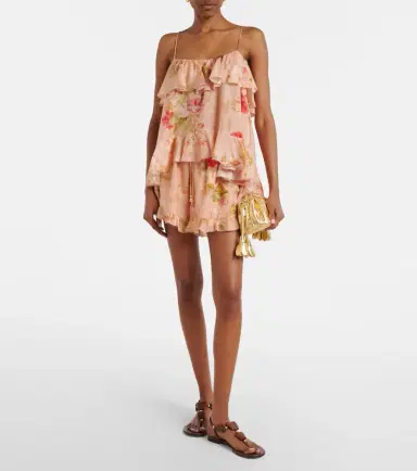 Zimmermann Roselight floral ruffled silk shorts | Thumbnail 4