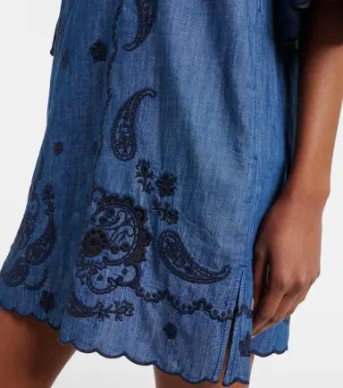 Zimmermann Embroidered cotton chambray minidress | Thumbnail 2