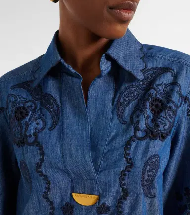 Zimmermann Embroidered cotton chambray minidress | Thumbnail 3