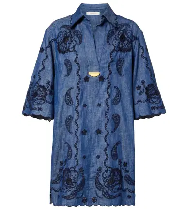 Zimmermann Embroidered cotton chambray minidress | Thumbnail 1