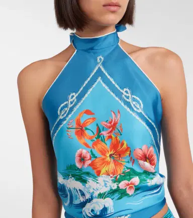 Gucci Printed halterneck silk twill crop top | Thumbnail 3 Gucci Printed halterneck silk twill crop top | Thumbnail 3