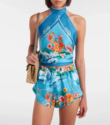 Gucci Printed halterneck silk twill crop top | Thumbnail 5 Gucci Printed halterneck silk twill crop top | Thumbnail 5