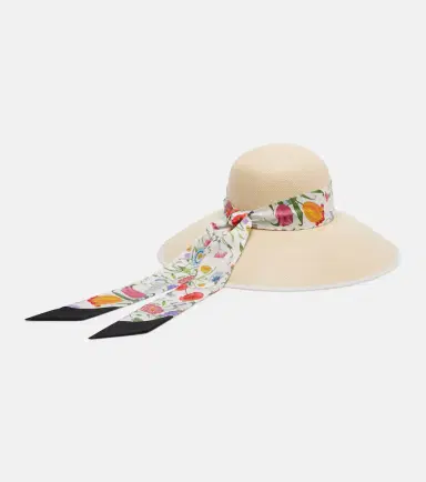 Gucci Flora silk-trimmed twill Panama hat | Thumbnail 2 Gucci Flora silk-trimmed twill Panama hat | Thumbnail 2