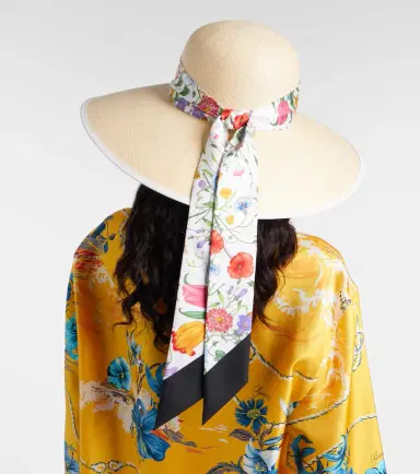 Gucci Flora silk-trimmed twill Panama hat | Thumbnail 4 Gucci Flora silk-trimmed twill Panama hat | Thumbnail 4
