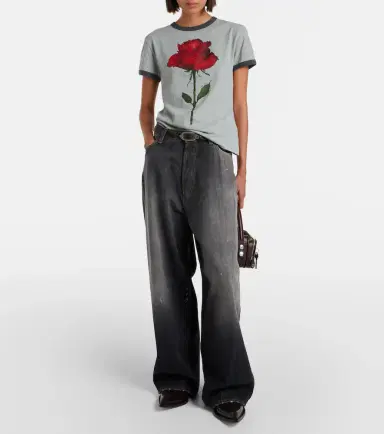 Acne Studios Printed cotton-blend T-shirt | Thumbnail 6 Acne Studios Printed cotton-blend T-shirt | Thumbnail 6
