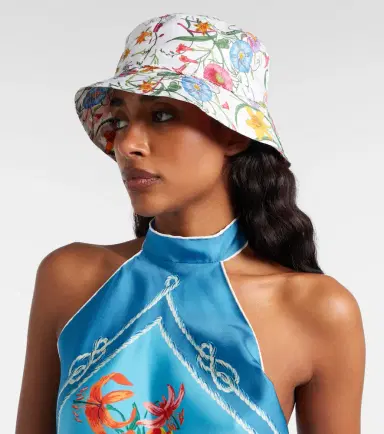 Gucci Flora silk bucket hat | Thumbnail 4 Gucci Flora silk bucket hat | Thumbnail 4