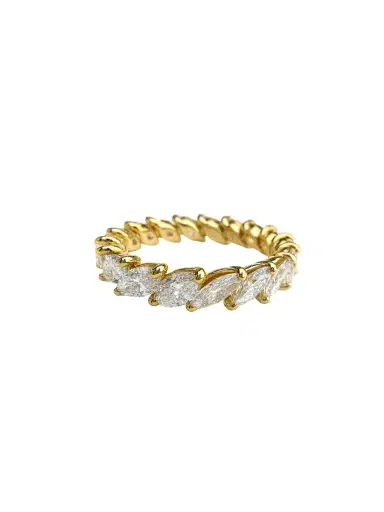 Wish Fine Jewelry 3.33ct Diamond 18K Gold Pear Eternity Ring | Thumbnail 1 Wish Fine Jewelry 3.33ct Diamond 18K Gold Pear Eternity Ring | Thumbnail 1