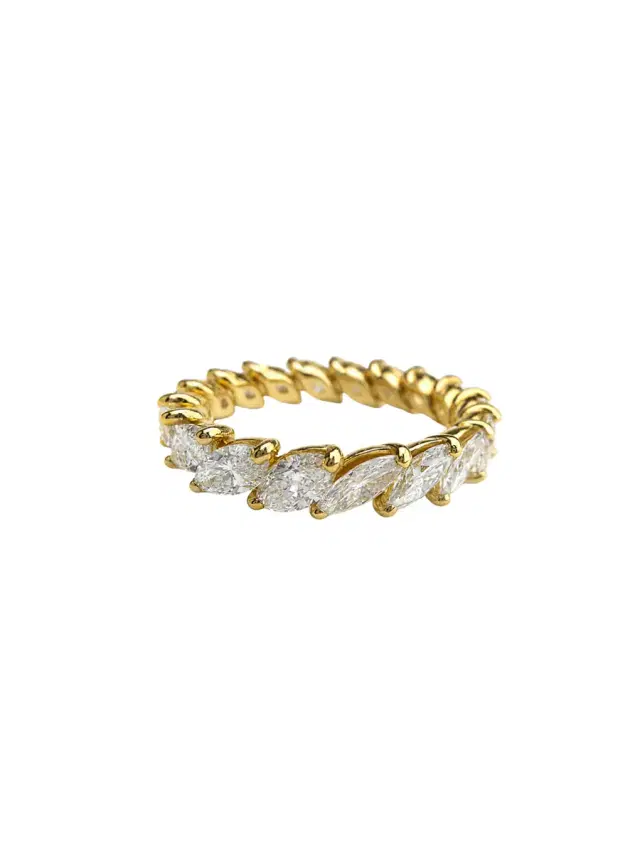 Wish Fine Jewelry 3.33ct Diamond 18K Gold Pear Eternity Ring