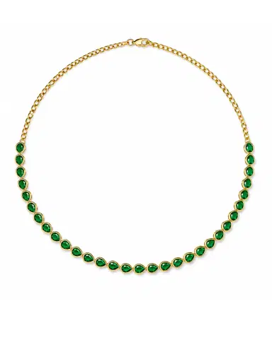 Wish Fine Jewelry 6.60ct Emerald 18K Gold Pear Bezel Choker Necklace | Thumbnail 2 Wish Fine Jewelry 6.60ct Emerald 18K Gold Pear Bezel Choker Necklace | Thumbnail 2