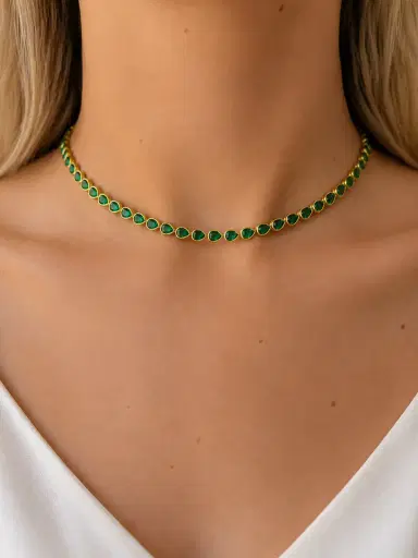 Wish Fine Jewelry 6.60ct Emerald 18K Gold Pear Bezel Choker Necklace | Thumbnail 3 Wish Fine Jewelry 6.60ct Emerald 18K Gold Pear Bezel Choker Necklace | Thumbnail 3