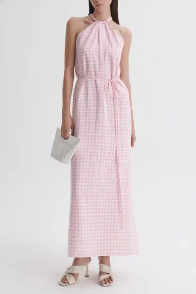 Scanlan Theodore Tie Neck Dress - Pink White | Thumbnail 2