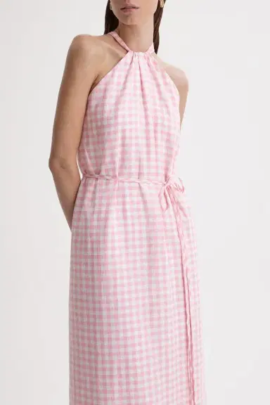 Scanlan Theodore Tie Neck Dress - Pink White | Thumbnail 3