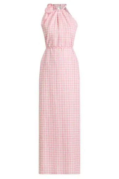Scanlan Theodore Tie Neck Dress - Pink White | Thumbnail 1