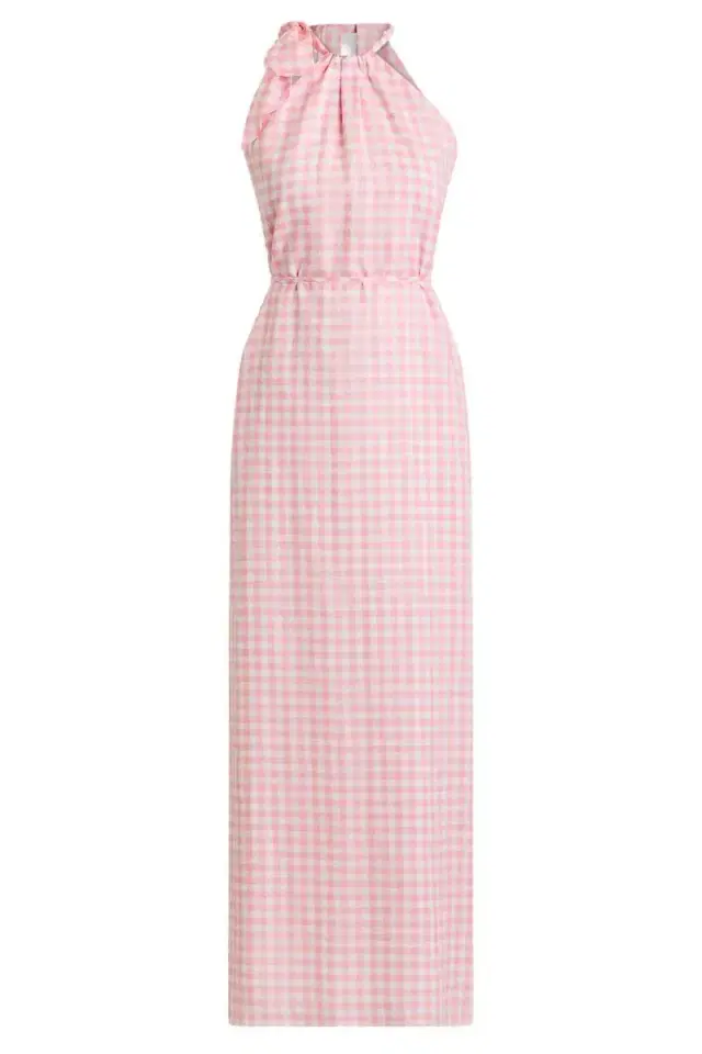 Scanlan Theodore Tie Neck Dress - Pink White