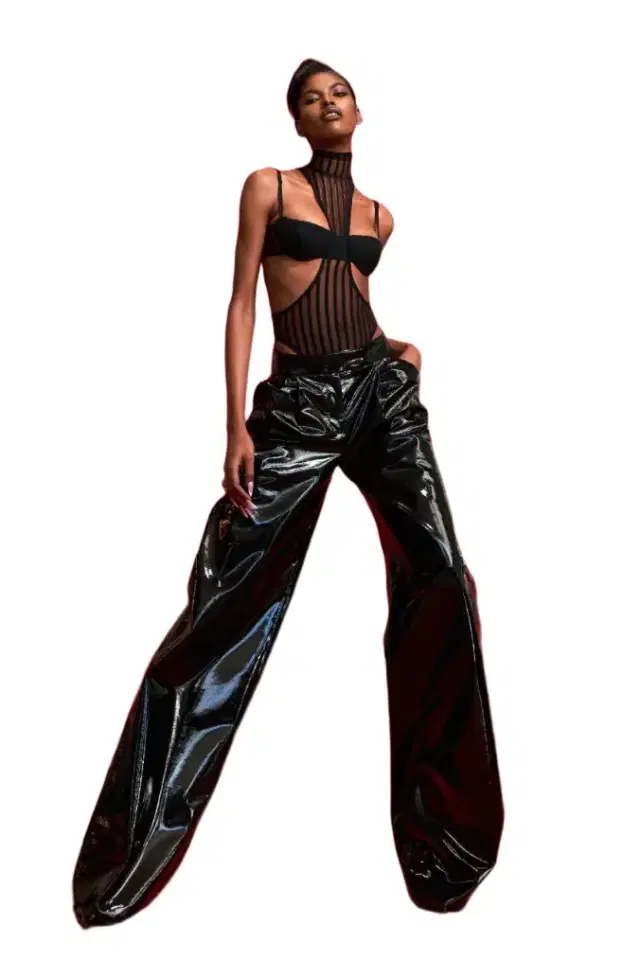 LaQuan Smith Cutout Mock Neck One Piece