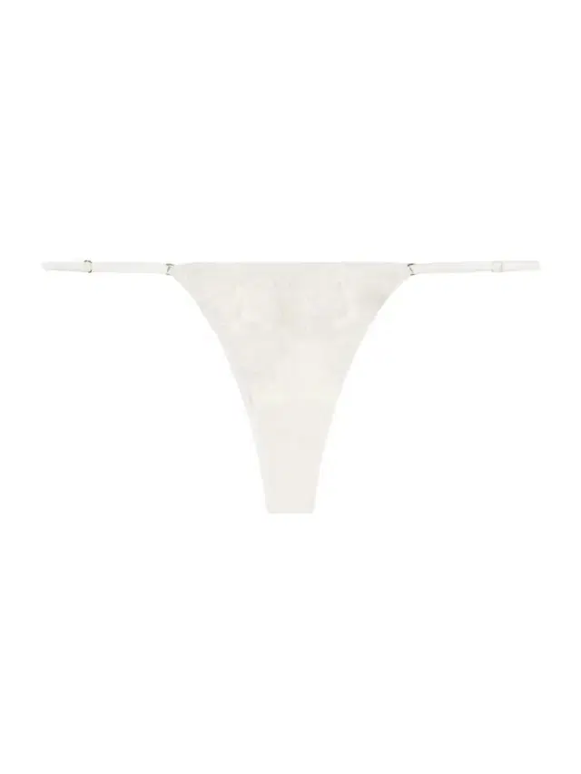 Fleurs Veloutes Lace-trimmed Mesh Thong