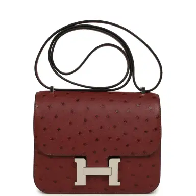 HERMÈS Hermes Constance 18 Rouge H Ostrich Palladium Hardware | Thumbnail 1 HERMÈS Hermes Constance 18 Rouge H Ostrich Palladium Hardware | Thumbnail 1
