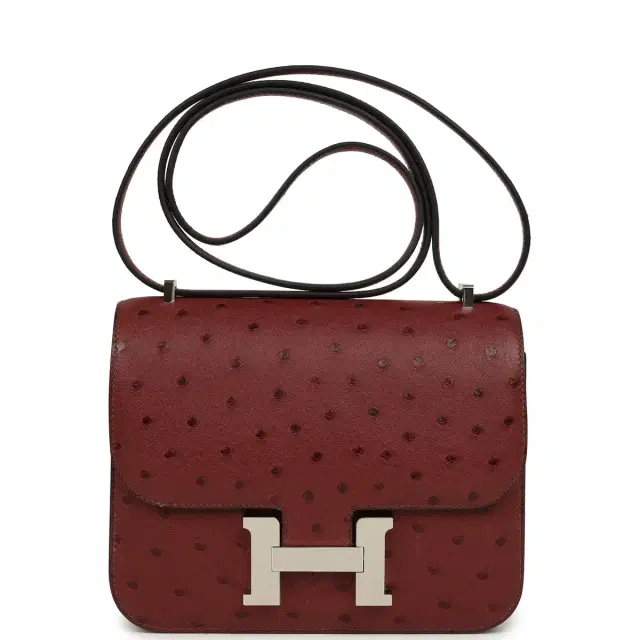HERMÈS Hermes Constance 18 Rouge H Ostrich Palladium Hardware