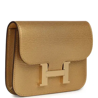 HERMÈS Hermes Constance Slim Wallet Dore Chevre Chamkilight Permabrass Hardware | Thumbnail 2